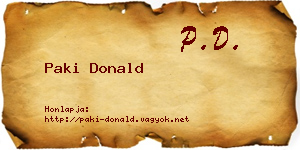 Paki Donald névjegykártya
